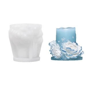 3D cylinder peony flower silicone mold for DIY aromatherapy candles and resin crafts