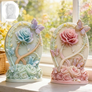 3D Relief Rose Butterfly Heart Silicone Mold For DIY Aromatherapy Candle Gypsum Resin Craft Flower Plate Handmade Soap Mold