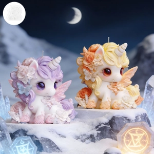 Detailed cartoon unicorn silicone mold for DIY flower scented candles and resin crafts