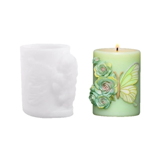 Stampo in silicone 3D con fiori e farfalle per candele profumate e saponi fatti a mano