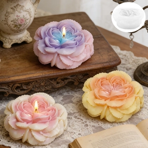 3D blooming peony silicone mold for creative DIY scented candles and handmade flower soaps