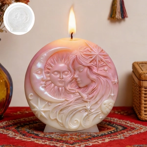 DIY relief sun moon face silicone mold for making handmade scented candles and ornaments