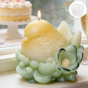 Niedliche Vogel-Blumen-Silikonform für DIY-Duftkerzen und Kunstharz-Handwerk