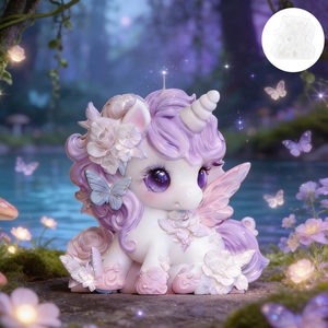 3D unicorn silicone mold with flowers for DIY resin candles and handmade crafts