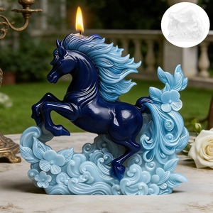 Flying horse silicone mold with blue gradient animal candle for DIY resin plaster crafts