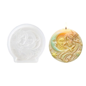 DIY silicone mold for sun and moon girl embossed candles with bohemian relief art design