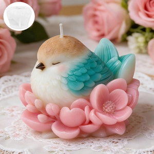Vogel Auf Blume Silikonform Für DIY Duftkerze Gips Harz Handwerk Süße Vogelform Seife Schokolade Backen Kuchenform