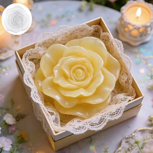 3D blooming rose flower silicone mold for DIY candles and soaps in a luxury gift box