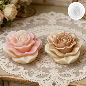 Blooming rose silicone mold for DIY scented candles and handmade flower plaster crafts