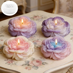 3D blooming peony silicone mold for creative DIY flower scented candles and handmade soap