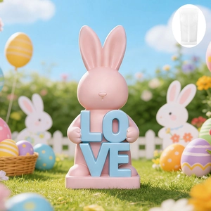 Easter rabbit with LOVE sign silicone mold for DIY handmade candles and gypsum ornaments