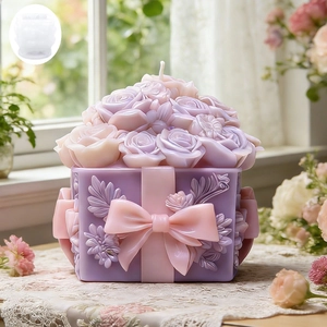 Stampo in silicone per scatola regalo con rose 3D per candele profumate e sapone fai-da-te