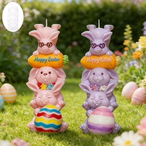 Easter stacking bunnies silicone mold for DIY scented candles and resin crafts