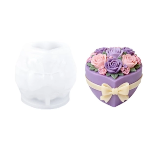 Stampo in silicone a cuore con rose per candele profumate e sapone artigianale