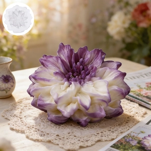 Dahlia flower silicone mold for DIY candles and resin crafts with layered petal texture