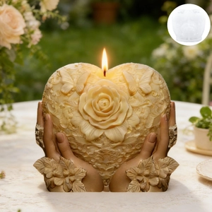 Stampo in silicone a cuore con rose 3D per candele profumate fai-da-te e decorazioni