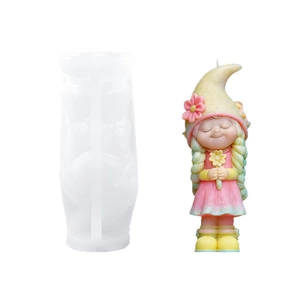 3D cute girl with hat silicone mold for DIY handmade scented candle and plaster ornaments