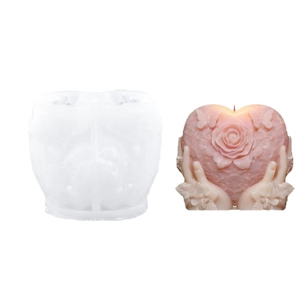 Stampo in silicone a forma di cuore con rose per candele profumate e saponi artigianali