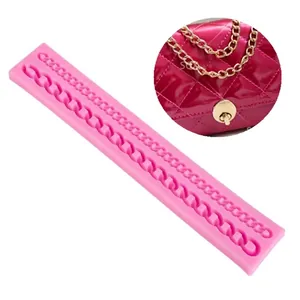 Silicone Bag Chain Cake Mold For Fondant Chocolate Mousse Cake Decoration Baking Tool Pink Strip Shape Chain Texture DIY Mold