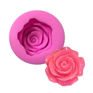 3D rose flower silicone mold for chocolate and fondant cake decorating in bright pink