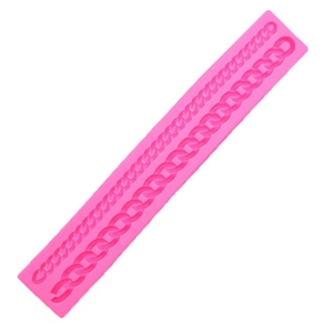 Pink silicone fondant mold with chain textures for chocolate cake and baking decoration