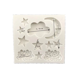 Stampo in silicone bianco per fai-da-te con forme di luna, stelle e nuvole con dimensioni