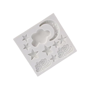 Stampo in silicone bianco con luna, stelle e nuvole per decorazioni di torte e dolci