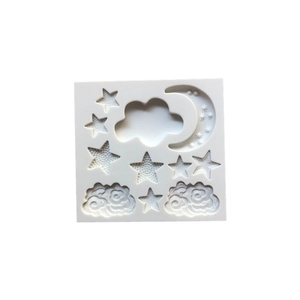 Stampo in silicone bianco con luna, stelle e nuvole per decorazioni fai-da-te in cucina