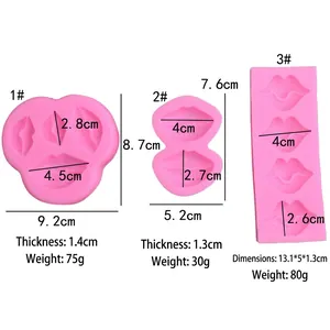 Pink silicone lip shaped molds set for DIY cake decorating and chocolate baking