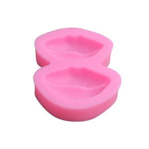 Pink silicone lip mold for DIY chocolate fondant cake decoration with realistic texture