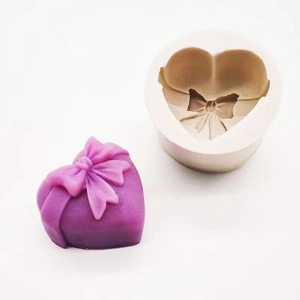 Silicone heart mold with bow design for DIY soap and mousse cake making tools