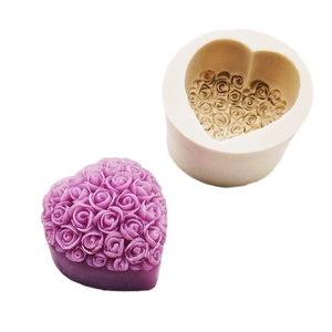 Heart-shaped rose silicone mold for DIY handmade soap and mousse cake crafting