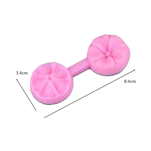 Pink floral silicone mold for flower petals with size markings 8.4cm and 3.4cm