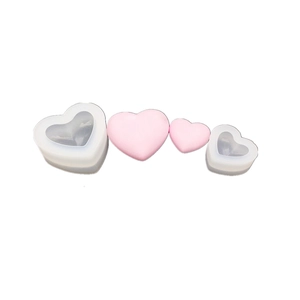 Set of two heart shaped silicone molds for DIY soap and chocolate making in 3D design
