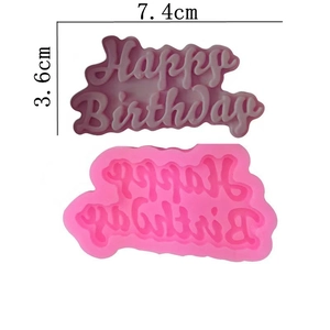 Stampo Happy Birthday in silicone e decorazioni per torta lavanda 7,4x3,6 cm