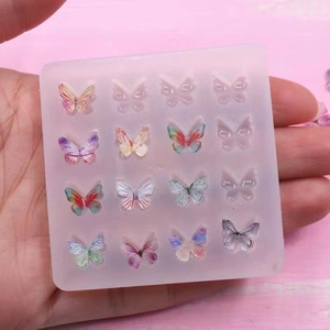 16-Cavity Butterfly Silicone Mold Food Grade DIY Resin Epoxy Clay Fondant Cake Decorating Nail Art Accessories Crafting Mold