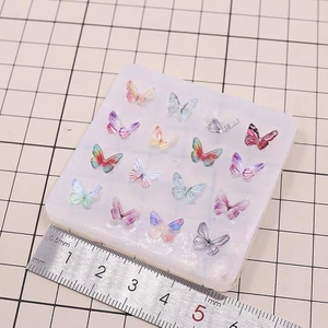 Silicone butterfly mold for resin and clay with 16 miniature colorful butterfly shapes