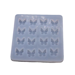 Blue 16-cavity butterfly silicone mold for resin craft and DIY nail art accessories