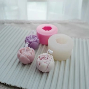 3D blooming rose peony flower silicone mold for handmade candles and cake decorating