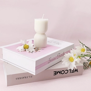Minimalist white vertical textured column silicone candle mold for creative home decor