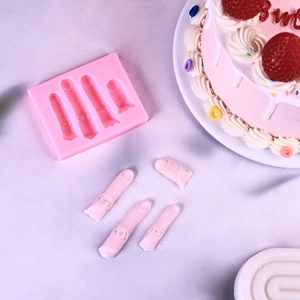 Pink silicone finger mold for Halloween cake decorating with realistic bloody finger shape