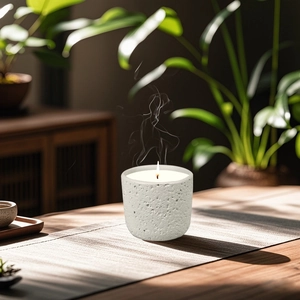 Minimalist concrete candle holder and scented DIY wax container for Nordic home decor