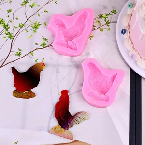 Moules en silicone coq et poule pour décoration de gâteaux et artisanat en résine