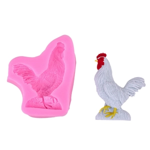 Moule en silicone coq avec modèle fini pour décoration de gâteaux et bricolage
