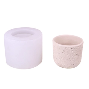 Minimalist cylindrical silicone mold for DIY cement candle holders and gypsum flower pots