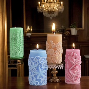 DIY 3D Relief Cylinder Candle Silicone Mold Lily Starfish Sunflower Pattern Handmade Aromatherapy Soap Craft Molding Tool
