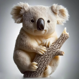 Close-up of 3D koala silicone mold showing realistic fur texture and fine wood details