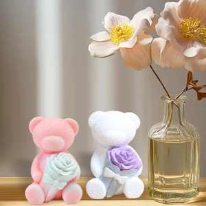 Süße Teddybär-Silikonform für Rosenkerzen, Seifen und DIY-Gips-Bastelverzierungen