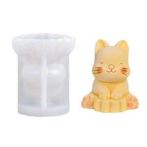 Cartoon kitten silicone mold for DIY milk tea ice cubes and creative mousse cake desserts