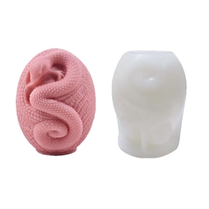 Realistic snake shaped silicone mold for DIY candles with coiled snake finished product